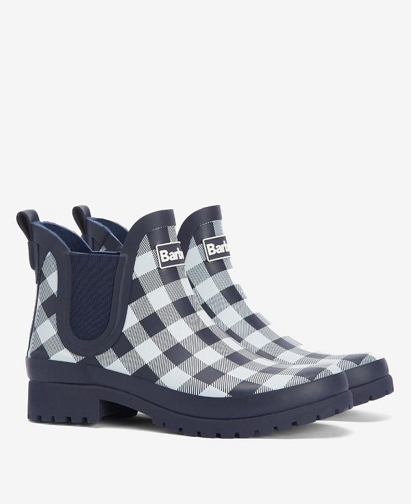 Barbour Mallow Wellingtons Navy Check | BABO89913