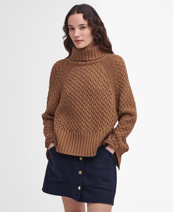 Barbour Malton Roll Neck Jumper Old Gold | BABO89752