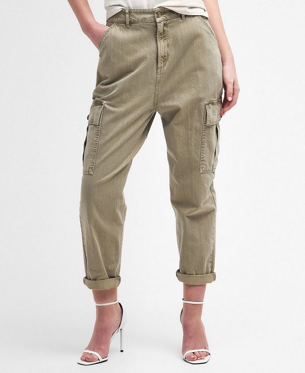 Barbour Maria Tapered Cargo Jeans Washed Khaki | BABO89840