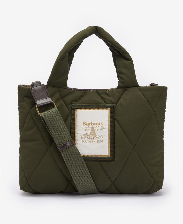 Barbour Mariah Quilted Mini Tote Bag Olive | BABO89987