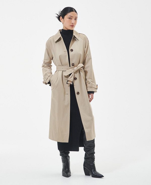 Barbour Marie Showerproof Trench Coat Light Fawn/Ancient Poplar | BABO89381