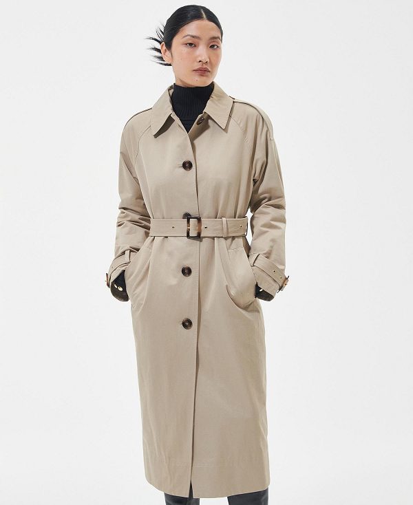 Barbour Marie Showerproof Trench Coat Light Fawn/Ancient Poplar | BABO89381