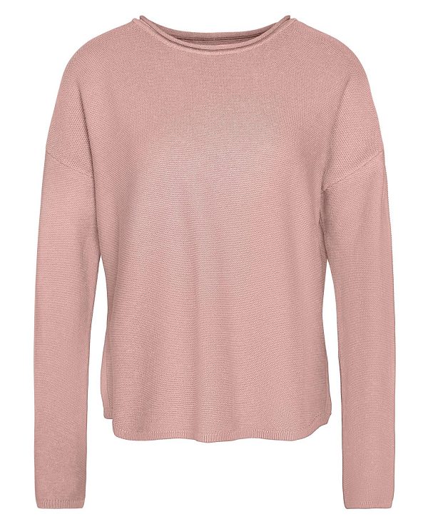 Barbour Marine Crew Neck Jumper Misty Rose | BABO89696