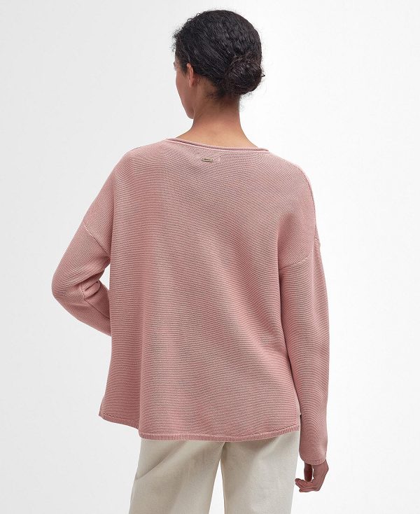 Barbour Marine Crew Neck Jumper Misty Rose | BABO89696