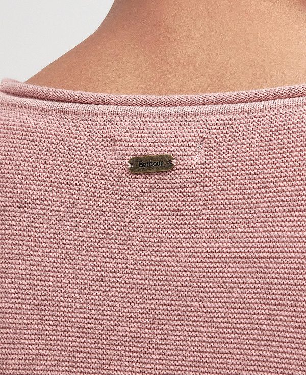 Barbour Marine Crew Neck Jumper Misty Rose | BABO89696