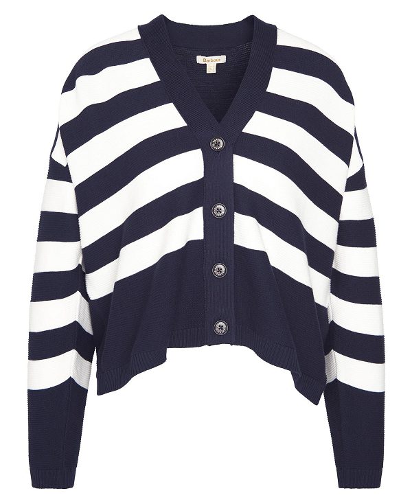 Barbour Mariner Striped Cardigan Navy Stripe | BABO89774