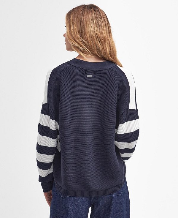 Barbour Mariner Striped Cardigan Navy Stripe | BABO89774