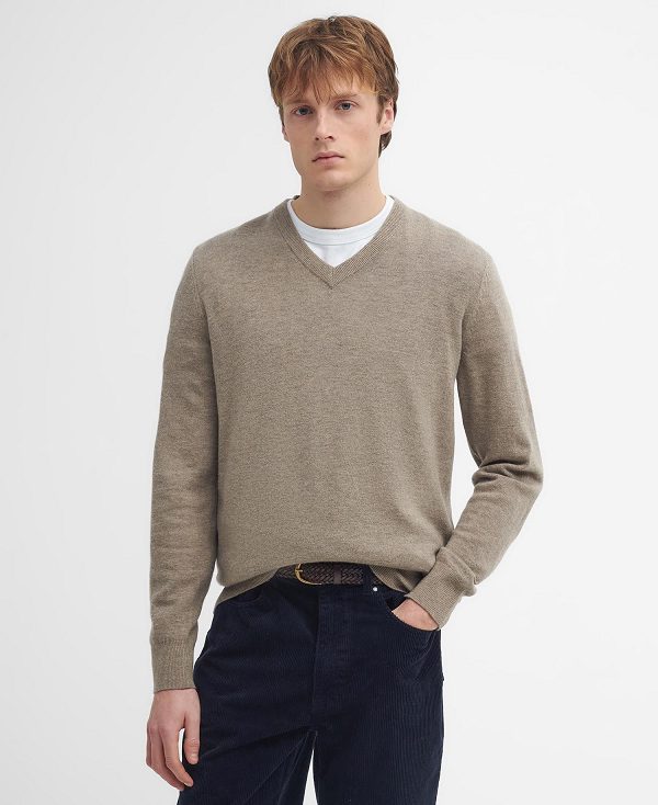 Barbour Marlow V-neck Jumper Beige | BABO88677