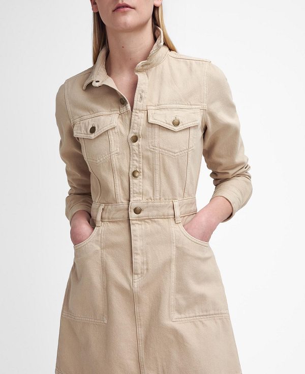 Barbour Marnie Denim Mini Dress White Pepper | BABO89656