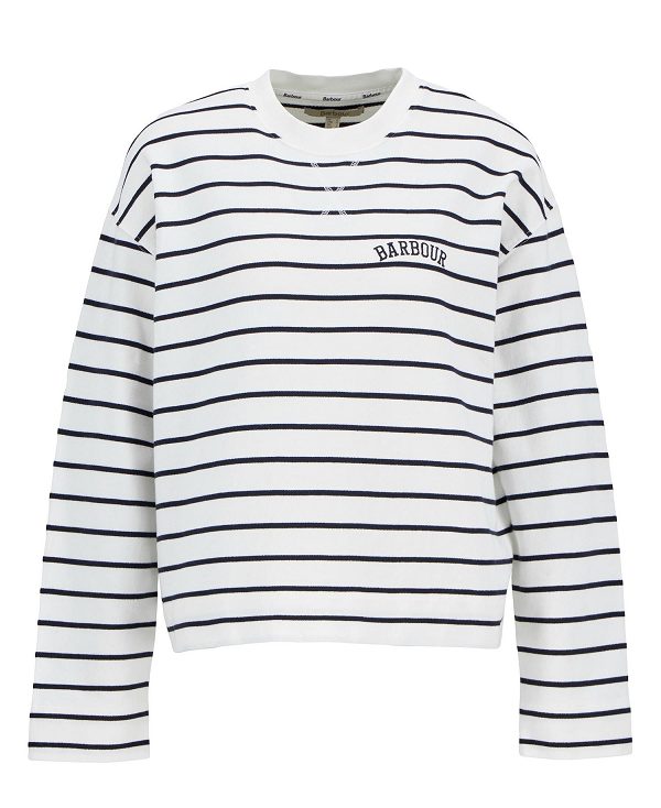 Barbour Marnie Striped Sweatshirt Cloud/Navy | BABO89804