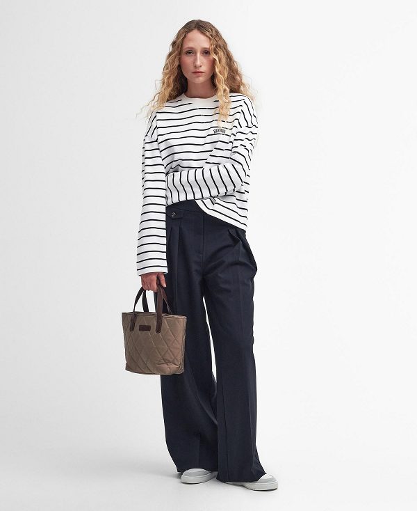 Barbour Marnie Striped Sweatshirt Cloud/Navy | BABO89804