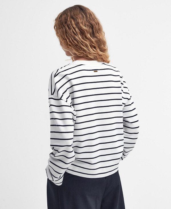 Barbour Marnie Striped Sweatshirt Cloud/Navy | BABO89804