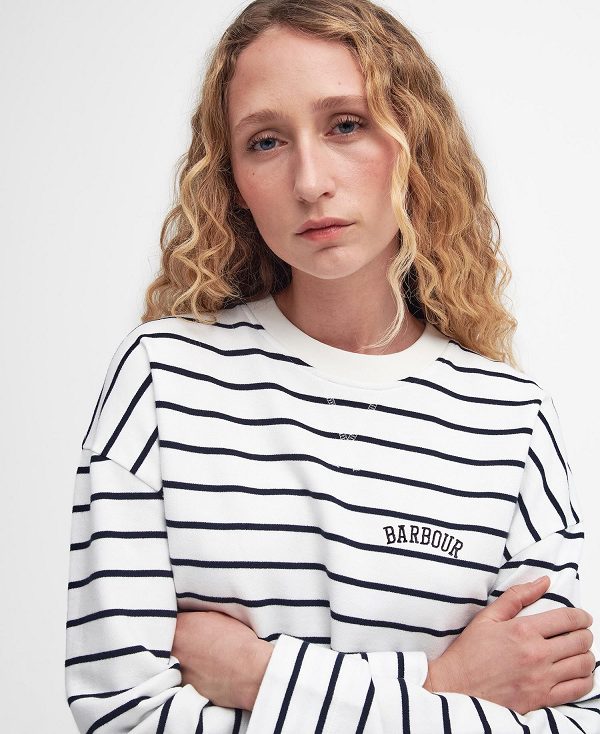 Barbour Marnie Striped Sweatshirt Cloud/Navy | BABO89804