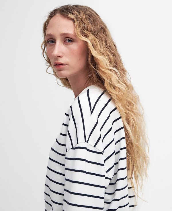 Barbour Marnie Striped Sweatshirt Cloud/Navy | BABO89804