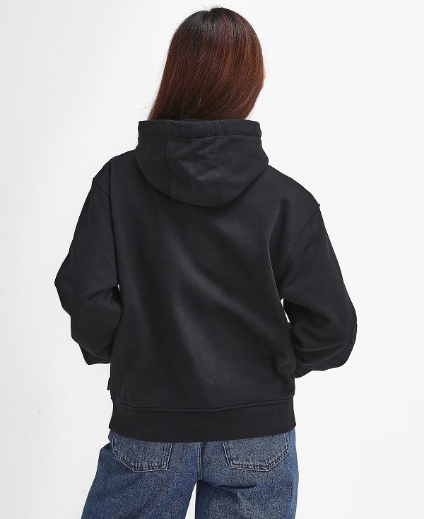 Barbour Marsden Oversized Hoodie Black | BABO89807