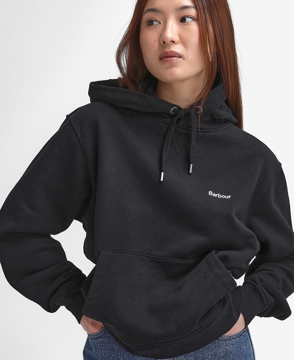 Barbour Marsden Oversized Hoodie Black | BABO89807