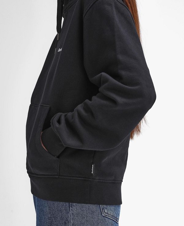 Barbour Marsden Oversized Hoodie Black | BABO89807