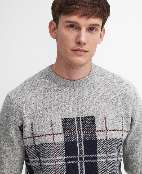 Barbour Medlock Intarsia Crew Neck Jumper Grey | BABO88690