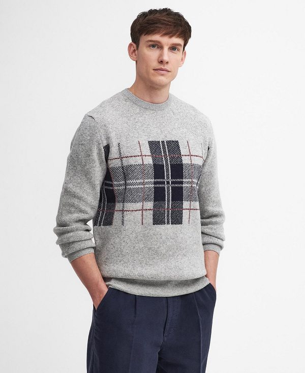 Barbour Medlock Intarsia Crew Neck Jumper Grey | BABO88690