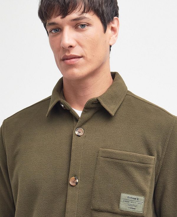 Barbour Microfleece Overshirt Olive | BABO87959