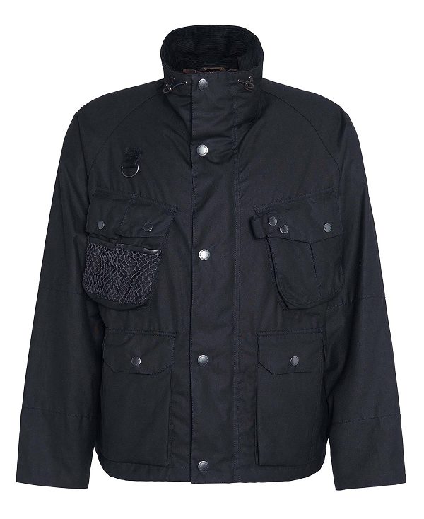 Barbour Modified Dryfly Waxed Jacket Classic Black | BABO87288