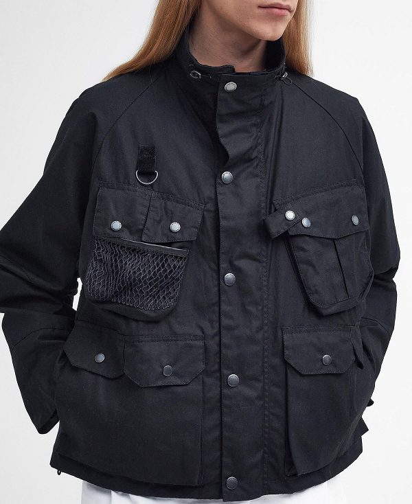 Barbour Modified Dryfly Waxed Jacket Classic Black | BABO87288