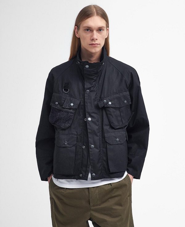 Barbour Modified Dryfly Waxed Jacket Classic Black | BABO87288