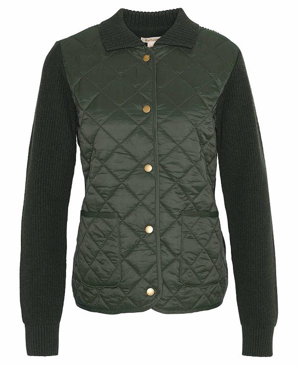 Barbour Moors Quilted Cardigan Olive | BABO89718