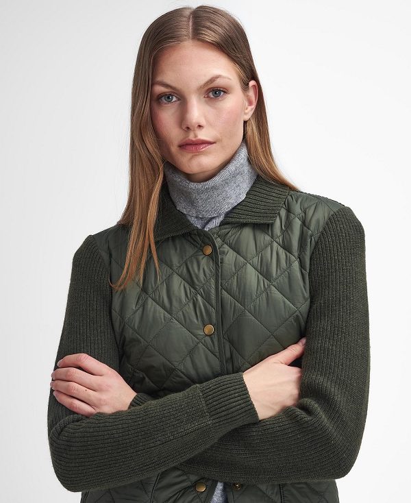 Barbour Moors Quilted Cardigan Olive | BABO89718