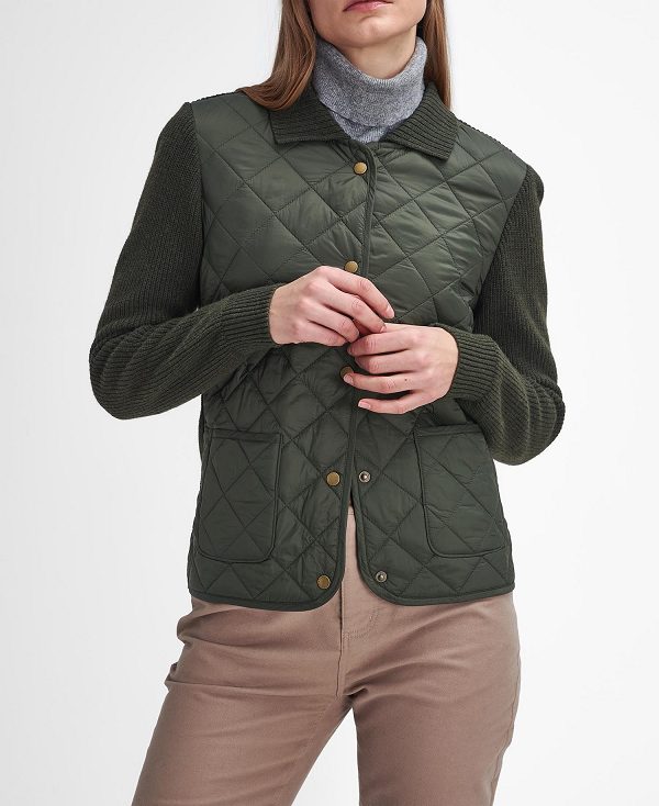 Barbour Moors Quilted Cardigan Olive | BABO89718