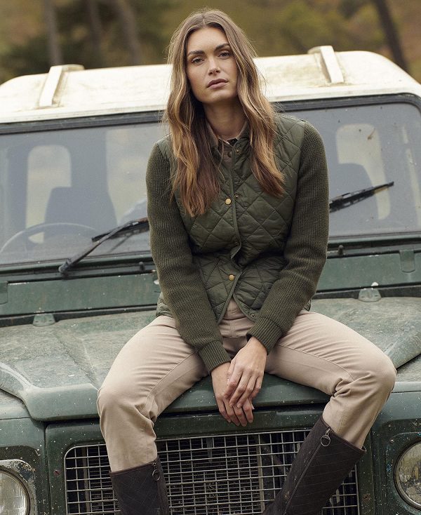 Barbour Moors Quilted Cardigan Olive | BABO89718