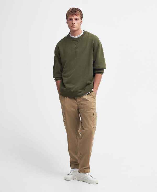 Barbour Mosely Oversized Sweatshirt Mid Olive | BABO88449