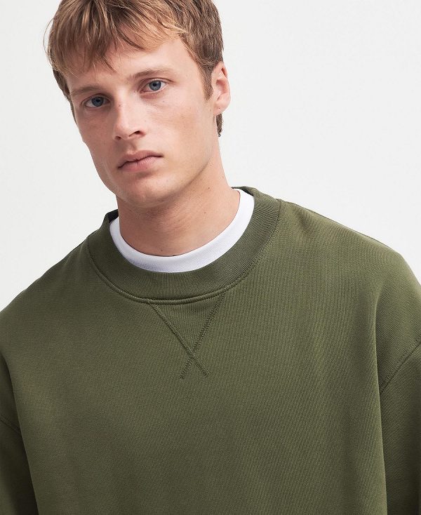 Barbour Mosely Oversized Sweatshirt Mid Olive | BABO88449