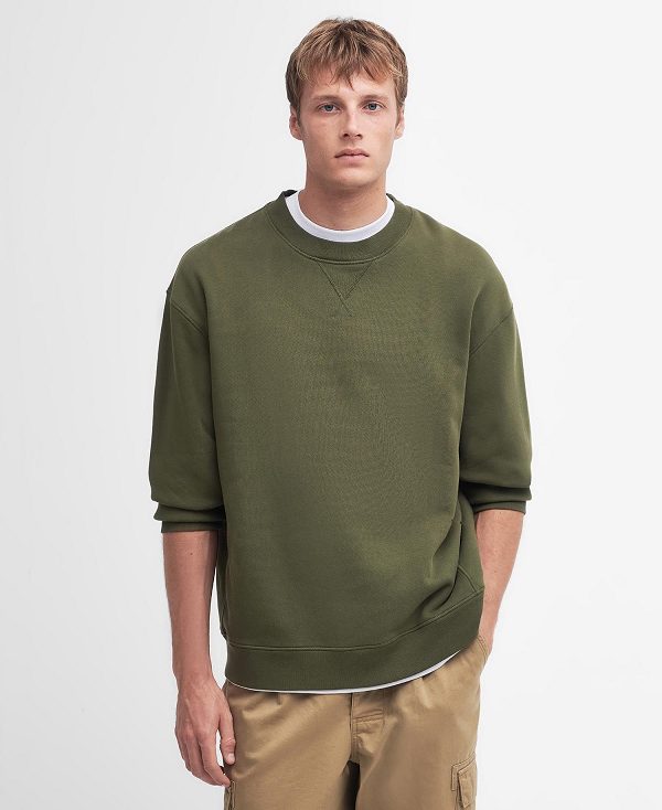 Barbour Mosely Oversized Sweatshirt Mid Olive | BABO88449