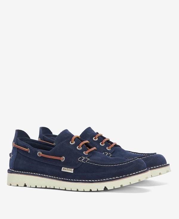 Barbour Mousa Boat Shoes Navy Suede | BABO88902