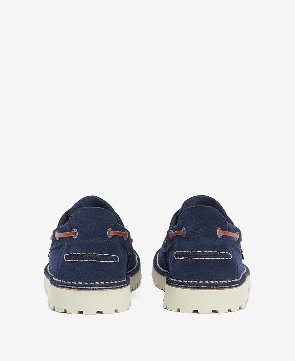 Barbour Mousa Boat Shoes Navy Suede | BABO88902