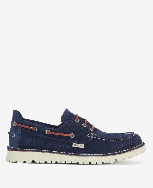 Barbour Mousa Boat Shoes Navy Suede | BABO88902