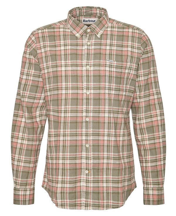 Barbour Mowbray Tailored Long-sleeved Shirt Olive | BABO87742