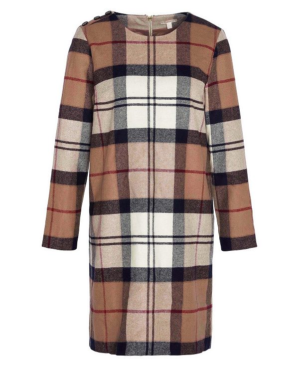 Barbour Nancy Tartan Mini Dress Hessian Tartan | BABO89637