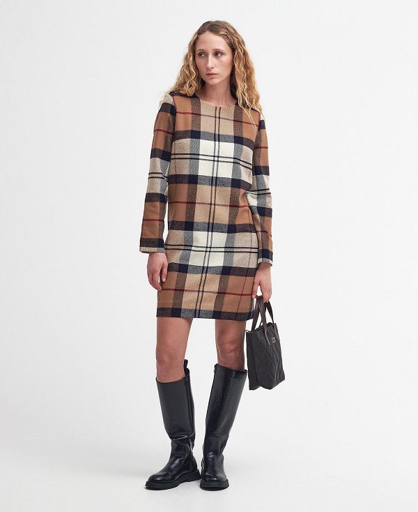 Barbour Nancy Tartan Mini Dress Hessian Tartan | BABO89637