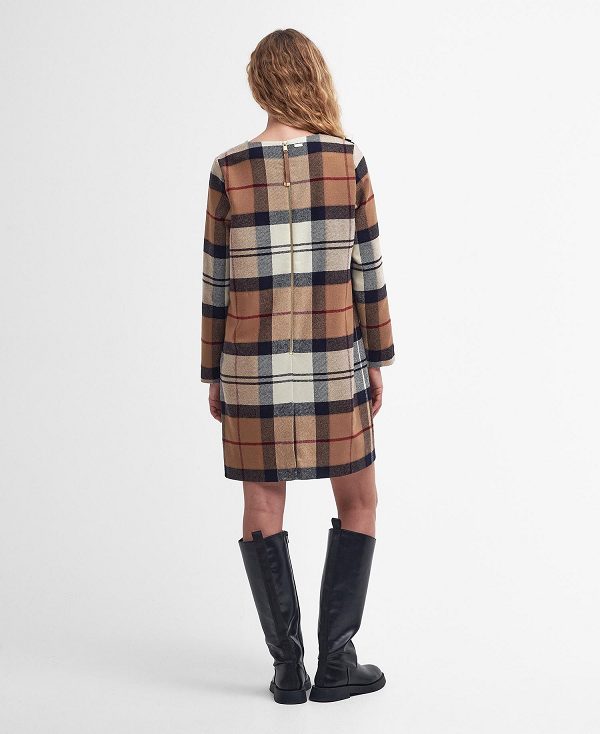 Barbour Nancy Tartan Mini Dress Hessian Tartan | BABO89637