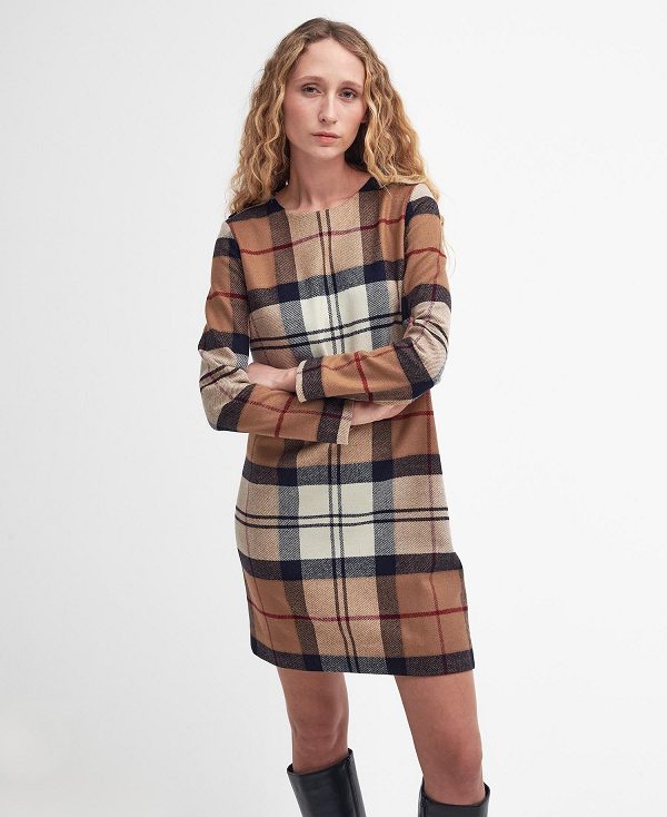 Barbour Nancy Tartan Mini Dress Hessian Tartan | BABO89637