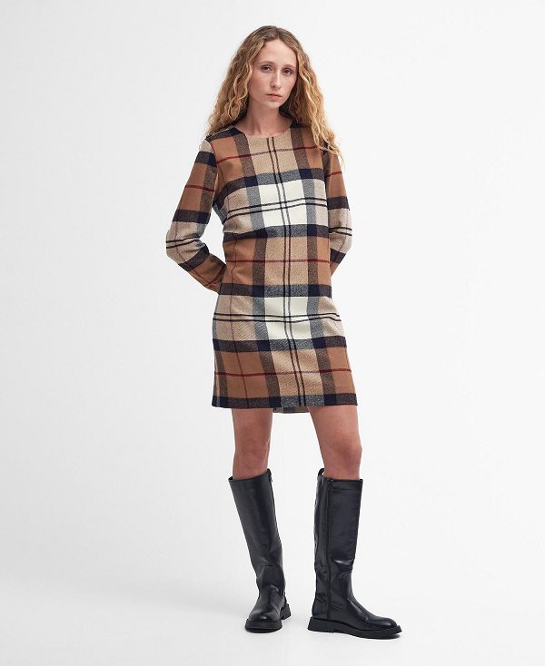 Barbour Nancy Tartan Mini Dress Hessian Tartan | BABO89637