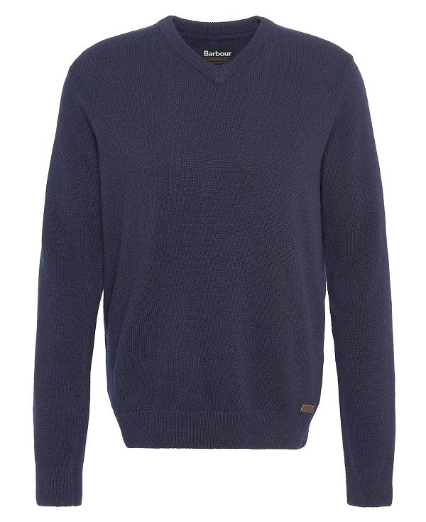 Barbour Nelson Essential V Neck Jumper Navy | BABO88547