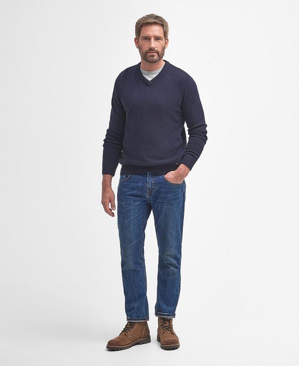 Barbour Nelson Essential V Neck Jumper Navy | BABO88547