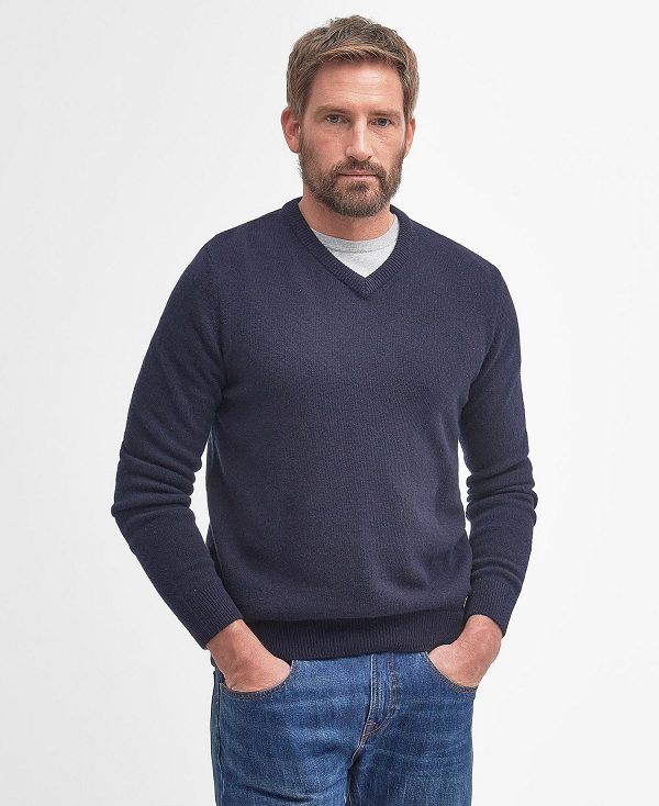 Barbour Nelson Essential V Neck Jumper Navy | BABO88547