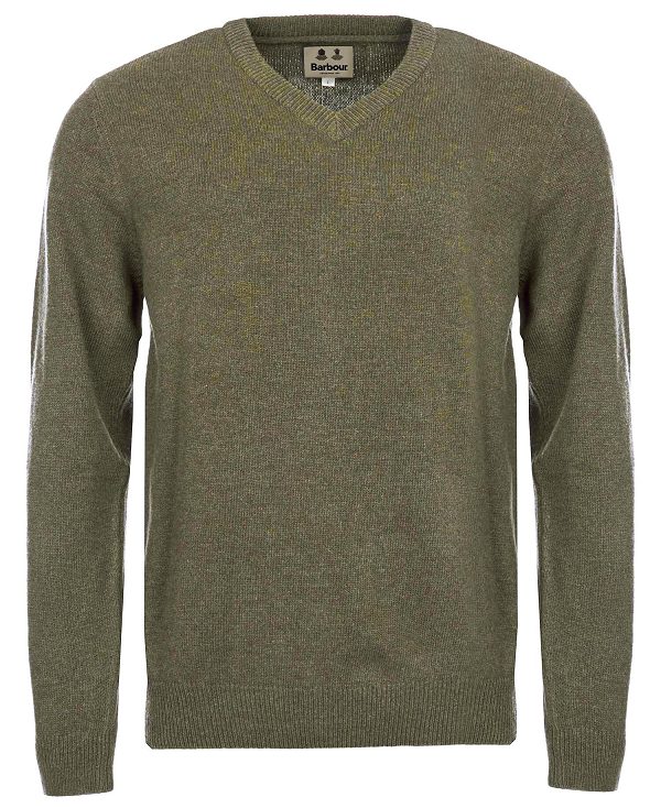 Barbour Nelson Essential V Neck Jumper Seaweed | BABO88515