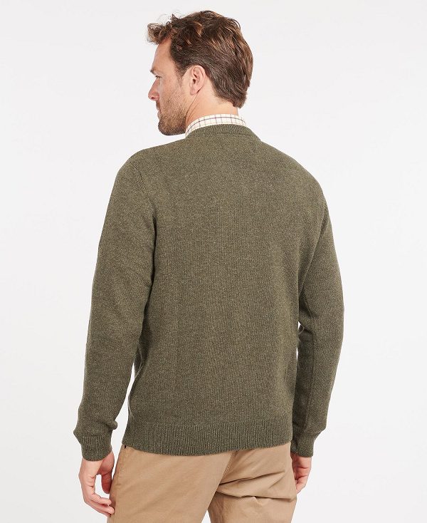 Barbour Nelson Essential V Neck Jumper Seaweed | BABO88515