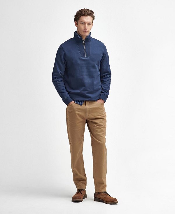 Barbour Nelson Half-zip Sweatshirt Classic Navy | BABO88479