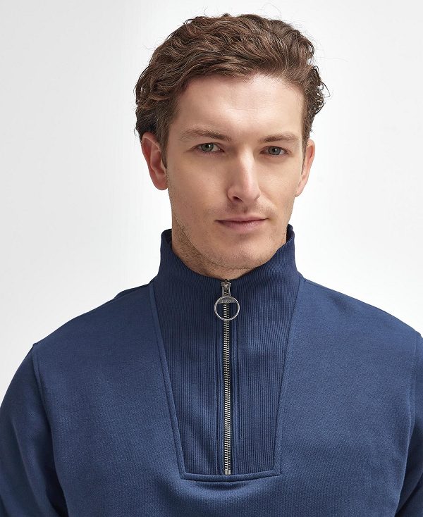 Barbour Nelson Half-zip Sweatshirt Classic Navy | BABO88479